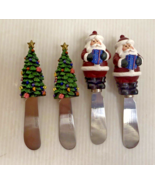 Vintage Christmas Trees &amp; Santa Claus Cheese Spreaders Butter Knives Set... - $157.41 MXN