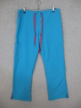 Med Couture Womens Drawstring Scrub Pant 8719P Turquoise Cargo Pocket Elastic M - £7.66 GBP
