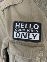 G by Guess Green Utility Jacket Small Good Vibes Only Hello Anorak Coat Peace - £14.90 GBP