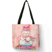B13050 Snowman Christmas Print Shopping Bags Women Shoulder Bag Large Capacity H - £13.79 GBP