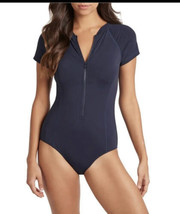 SEA LEVEL Front Zip One-Piece Swimsuit, Sport Swim, Dark Blue, Size 10, NWT - £65.46 GBP