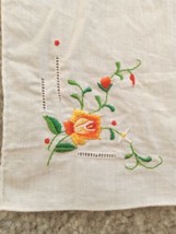 Vintage Antique Ladies Hankie Handkerchief Embroidered Red Orange Flowers Estate - £10.97 GBP