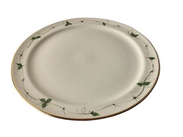 Laurie Gates Platter Christmas Antique Holly Round Gold Trim Vintage 14 1/2&quot; - £20.02 GBP