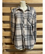 Rue+ Pink Gray Plaid Flannel Shirt Woman&#39;s Plus Size 1X Fall Winter Autu... - $13.57 CAD