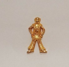 Sailor Gold Tone Figure Brooch Pin  Vintage Signed MONET 1&quot; - £19.65 GBP