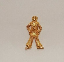 Sailor Gold Tone Figure Brooch Pin  Vintage Signed MONET 1&quot; - £19.74 GBP