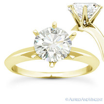 Forever One D-E-F Round Cut Moissanite 14k Yellow Gold Solitaire Engagement Ring - £573.38 GBP+