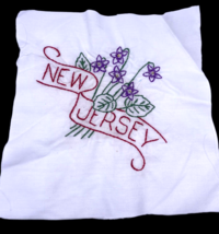 New Jersey Embroidered Quilted Square Frameable Art State Needlepoint Vt... - $27.90