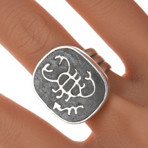 sz10 Los Castillo Mid Century Onix Negro Scorpion Scorpio Ring - $341.55