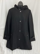 NWT London Fog Tower Black Womens Large Wool Blend Trench Coat - £74.75 GBP
