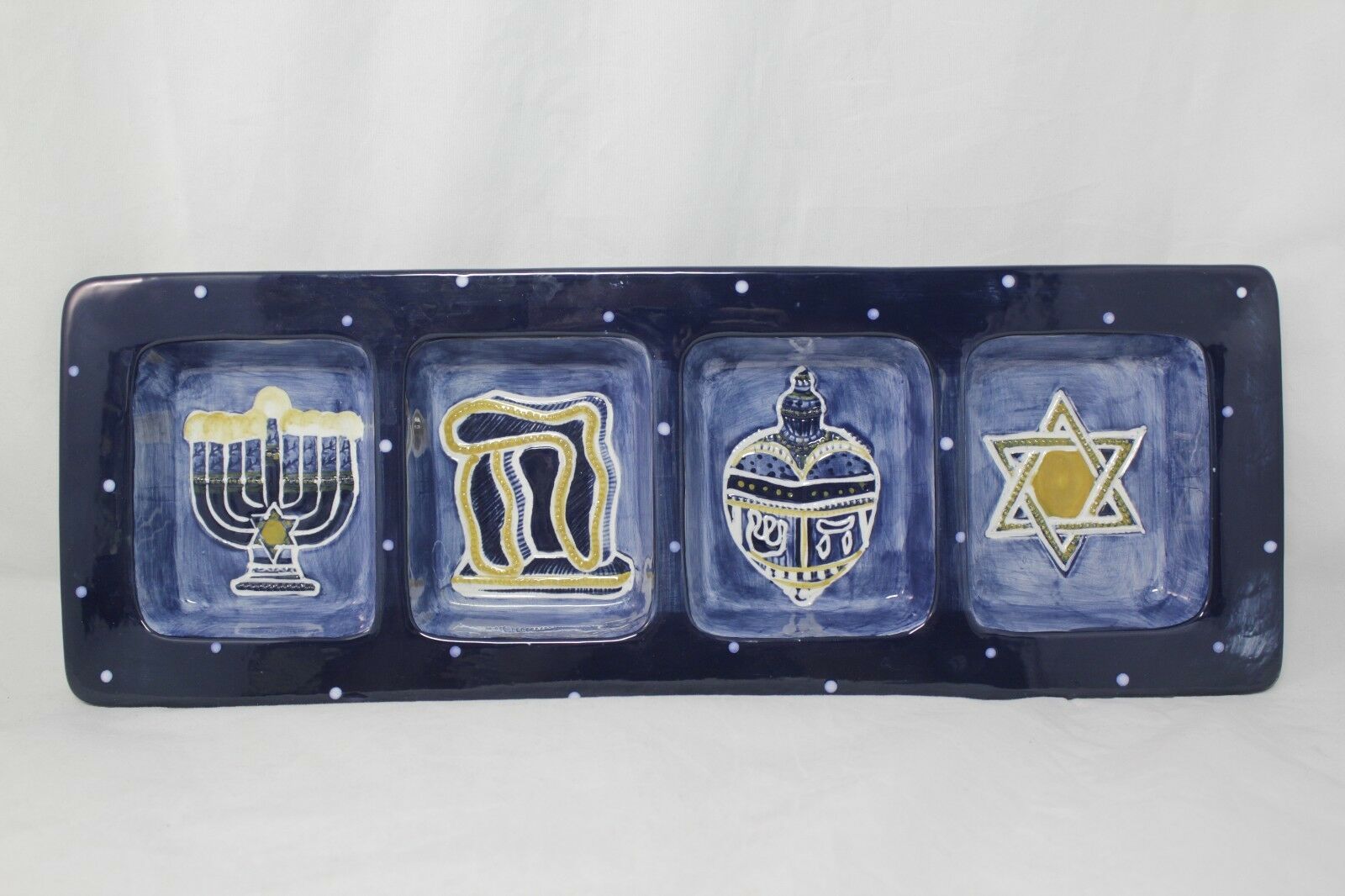 Primary image for Hanukkah Ceramic Divided 4 Section Serving Platter Tray Jewish Holiday Party