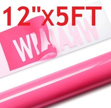12&quot;x5FT Pink HTV Iron On Heat Transfer Vinyl Roll for T Shirt Cricut Sil... - £7.18 GBP