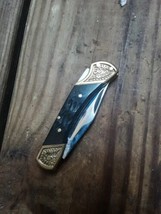 Frost Cutlery Locking Folding Pocket Knife Brass Bolsters Marble Stone H... - $33.87