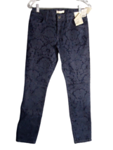 Banana Republic Skinny Ankle Mid Rise Dark Blue Brocade Jeans Womens Size 26 - £19.78 GBP
