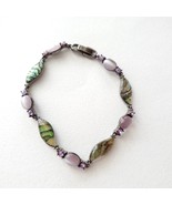 Vintage Lia Sophia Bracelet, Silver Tone with Mother of Pearl and Purple... - £16.07 GBP