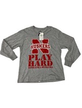 Nebraska Huskers Boys TSI Sportswear Gray Shirt L/S Play Hard Sz M 10-12 - $9.00