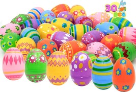 30 Pcs 3.15Inch Printed Plastic Eggs Colorful Plastic Easter Eggs Fillable Empty - £39.03 GBP