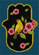 Pepita Needlepoint Canvas: Hamsa Bird Flowers, 7&quot; x 10&quot; - $50.00+