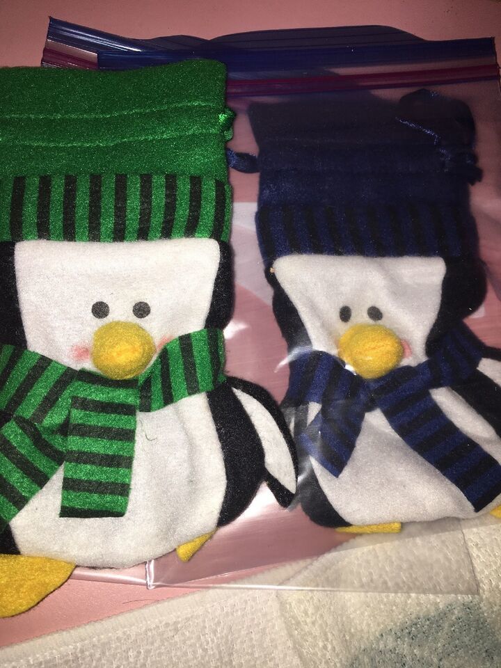 Christmas Santa Mini Stocking Holders Or Gift Baggy - $9.05
