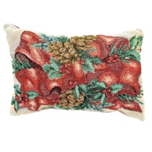 Vintage Tapestry Christmas Fruit  Glitter Rectangle Throw Pillow 11 x 8 inches - £13.00 GBP