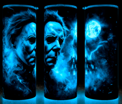 Glow in the Dark Halloween Michael Myers Horror Movie Moon Cup Tumbler  20oz - £18.34 GBP