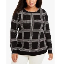 Charter Club Womens Plus 0X Deep Black Plaid Metallic Sweater NWT CK81 - $34.29