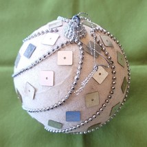 Large 3 1/2&quot; Silver Trimmed Styrofoam Ball Christmas Ornament - $6.92