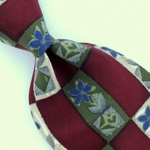 Vintage Pierre Cardin Us Floral Maroon Green Silk Classic Necktie I2-377 Ties - £12.46 GBP