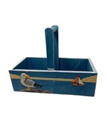 Seagull Coastal Wooden Tote Box Catchall Carrier 7.5 inch - $11.38