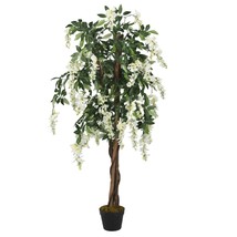 Artificial Wisteria Tree 840 Leaves 150 cm Green and White - £58.92 GBP