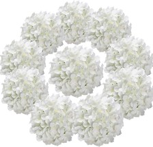 In A Pack Of 10, Flojery Silk Hydrangea Heads Artificial Flowers Heads With - £35.50 GBP