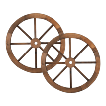 2pcs 24-Inch Old Western Style Garden Art Wall Decor Wooden Wagon Wheel Brown - £96.36 GBP