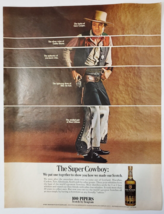 1967 Seagram&#39;s 100 Pipers Scotch Vintage Print Ad The Super Cowboy - $12.95