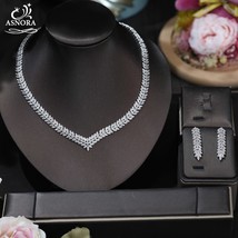 Gorgeous Gold and SilverNecklace 2-piece Set AAA Cubic Zircon Wedding Je... - £62.30 GBP