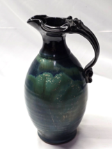 Vintage Teal Swirl Mottled Pottery 10” Beer Water Pitcher Jug - Unknown ... - $16.92