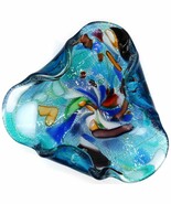 Vtg Murano Tutti Frutti Blue Base Silver Ash Tray Candy Bowl Trinket Dis... - $150.00