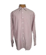 Peter Millar Striped Long Sleeved Dress Shirt Mens XL Red/White - $39.59