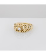 14K Yellow Gold Filigree Fancy Scrolled Lab Created Single Diamond Ring ... - $505.29 CAD