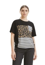 Women Top Unbranded Women Color Block Leopard Stripe Top Size Small Multi - $6.92