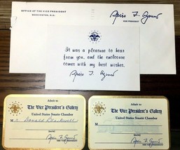 Spiro Agnew US Senate Vice President Gallery Tickets c1970 Signed Card Envelope - £19.74 GBP