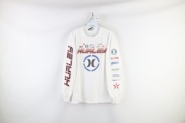 Vintage 90s Hurley Mens Large Spell Out Surfing Long Sleeve T-Shirt White USA - £87.00 GBP