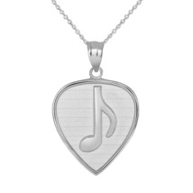 925 Sterling Silver Guitar Pick with Engraved Music Eighth Note Pendant Necklace - £31.31 GBP+