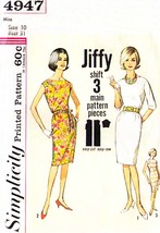 Misses&#39; JIFFY DRESS Vintage 1960&#39;s Simplicity Pattern 4947 Size 10 - £9.50 GBP