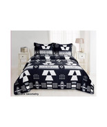 Geometric Pattern Bedding Set   Black &amp; White Quilted Bedspread Velvet T... - £65.21 GBP+