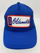 Vintage Oldsmobile SnapBack Trucker Hat Patch Rope Cap Royal Blue -Patch Crooked - £30.46 GBP