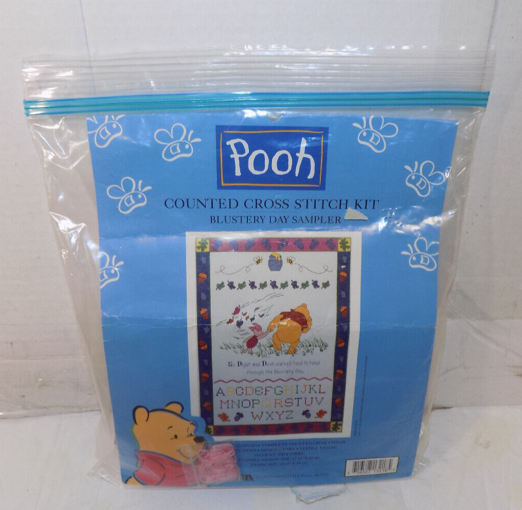 Winnie The Pooh Blustery Day Sampler Counted Cross Stitch Kit 113218 Leisure Art - $14.68