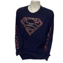 Superman Superhero Comics Men T-Shirt XL Distressed Shield Long Sleeve  - £11.50 GBP