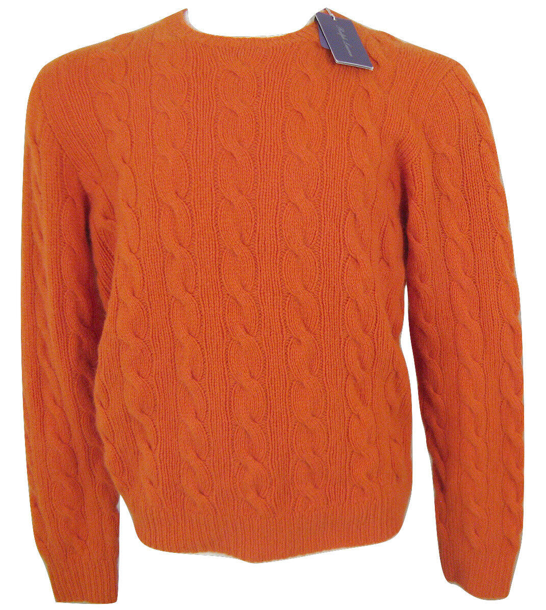 Primary image for NEW $995 Ralph Lauren Purple Label Handknit Cashmere Sweater!  L *Orange*  Heavy