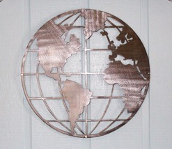 Metal Art World Map Globe 26&quot; Polished Steel with Stand Offs - $99.73