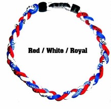 3 Rope Tornado Twist Braided Baseball Softball Necklace 18&quot; 20&quot; Red Royal Blue - £6.85 GBP